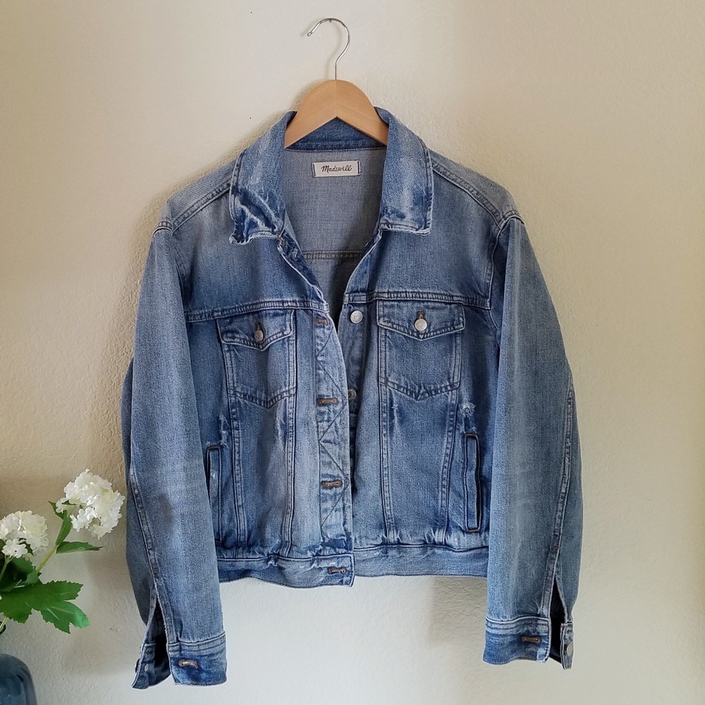 Madewell Distressed Cropped Jean Jacket - Size M/L